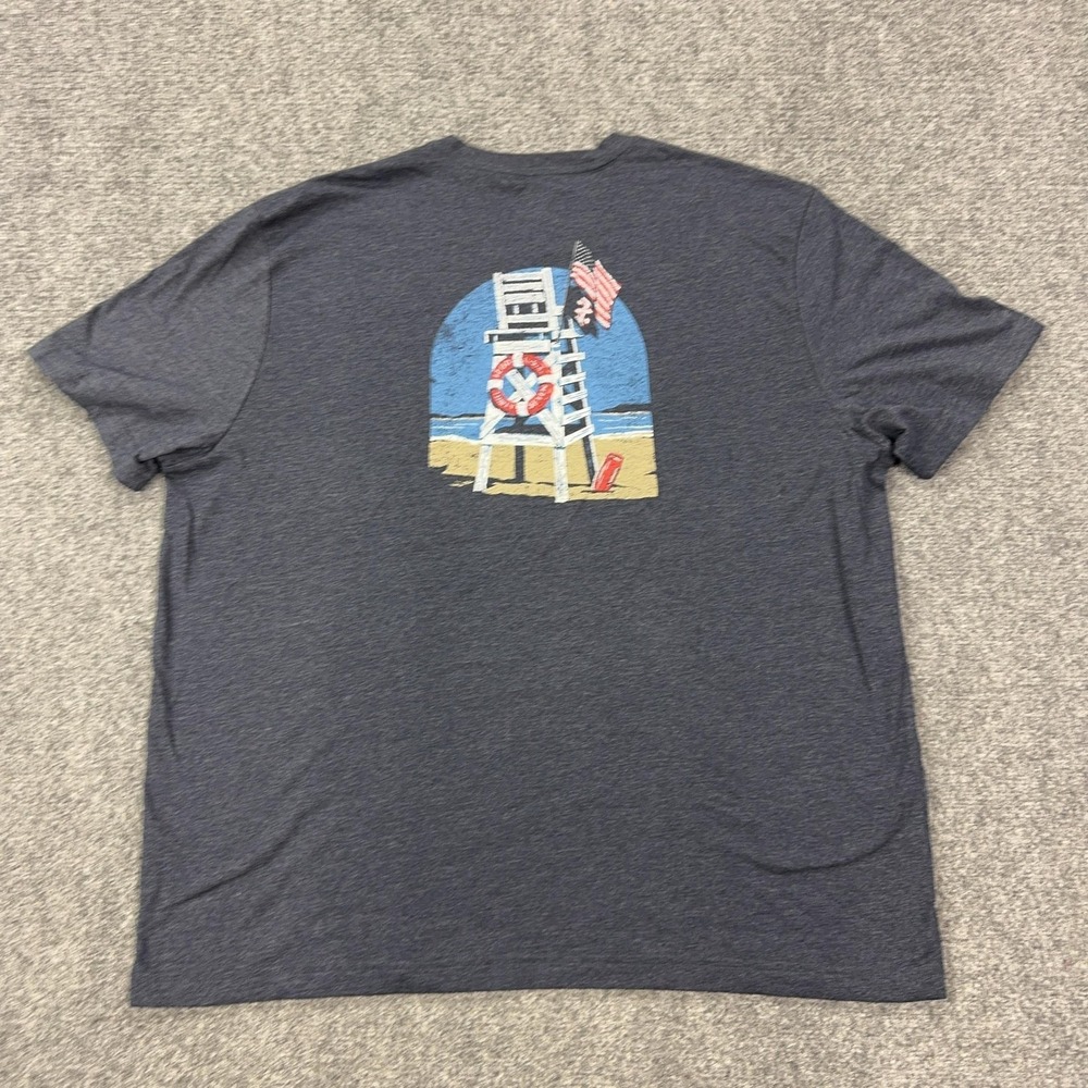 IZOD Shirt Mens 2XL Gray Saltwater Lifeguard Chair USA Flag‎ Graphic Tee Tagless